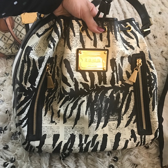 L.A.M.B. Handbags - L.A.M.B animal newspaper print tote